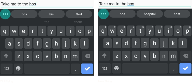 Comparison #1 of Fleksy's SDK autocompletion