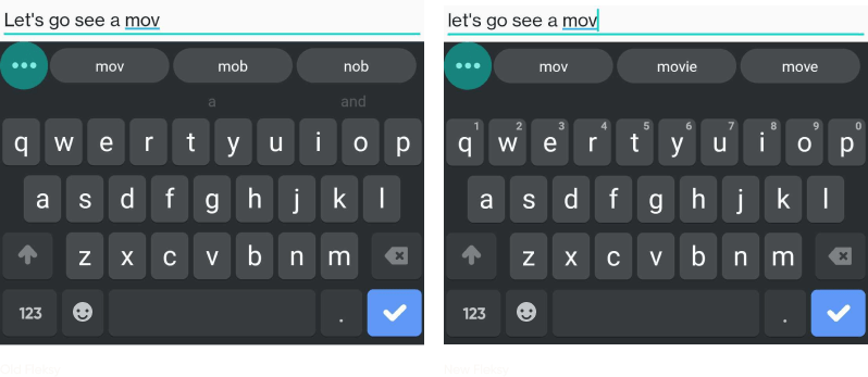 Comparison #3 of Fleksy's SDK autocompletion