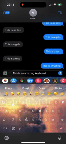 Say hi to New Cool Fonts Keyboard by indie dev Vyasa Rambarran 2 Vyasa Demo Keyboard GIF
