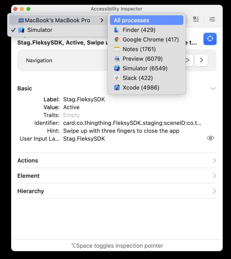 screenshot target device selector